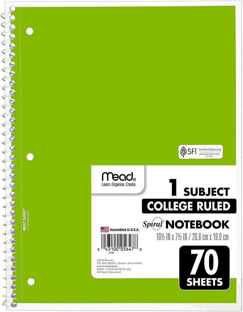 Mead Spiral Notebook, 12 Pack of 1-Subject College Ruled Spiral Bound Notebooks, Pastel Color Cute School Notebooks, 70 Pages - Image 2
